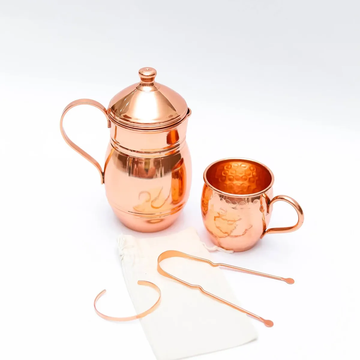 Kit completo em cobre puro com o saquinho de tecido